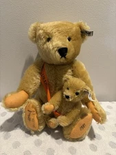Steiff Signed Mama And Baby Bear Set, Limited Edition 1981, Mohair, Felt Paws