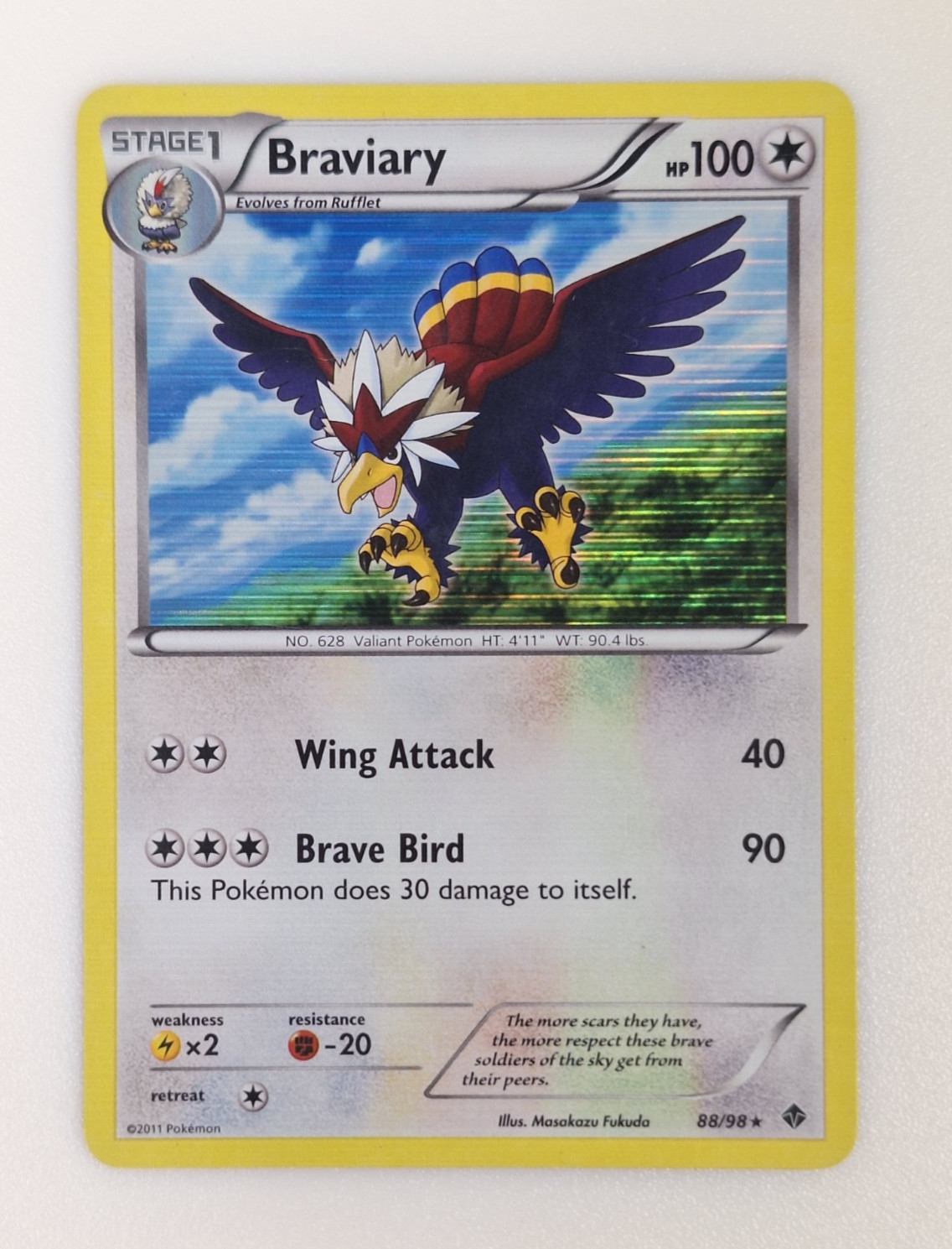 Holographic Braviary Pokemon Card #88/98 Emerging Powers LP TGC Fukada Rufflet