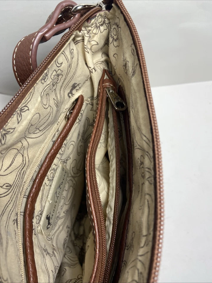 Montana West Conceal Carry Shoulder Bag Brown Pleather Rhinestone Bling - Image 4 of 4