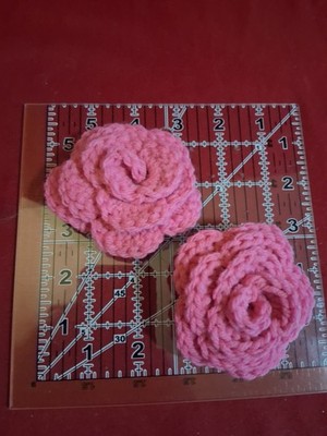 Handmade Crochet Pair Of Pink Rose Hair Clips - 1PCS Hair Clips