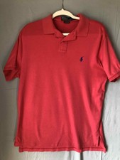 Polo by Ralph Lauren Red Short Sleeve Knit Polo Custom Fit size L 100 Cotton