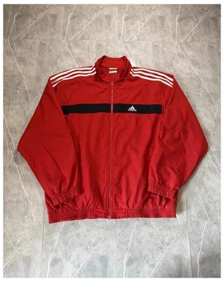 Trackjacket Rouge Adidas Vintage, Veste de survêtement, Logo Brodé, Trois - Photo 1/4