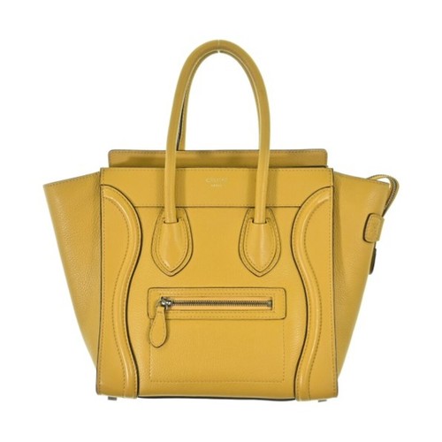 CELINE Handbag Yellow Used Leather Womens Vintage From Japan
