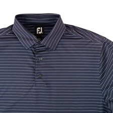 FootJoy Mens ProDry Navy Blue White Striped Short Sleeve Golf Polo Shirt Size M