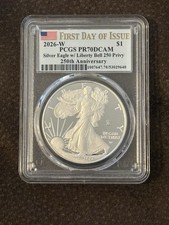 2026-W 1 oz .999 Silver American Eagle Liberty Bell 250 Privy PCGS FDOI PR70DCAM