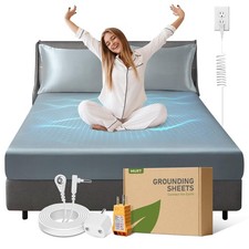 Luxury Grounding Sheets for Better Sleep, Real 90 Tencel  10 Pure Silver F...