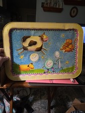 Metal Folding Serving Tray Themed Cow Jumped Over The Moon Made In USA