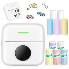 Sticker Printer, Portable Thermal Inkless Printer with 10 Rolls Printing Pape...