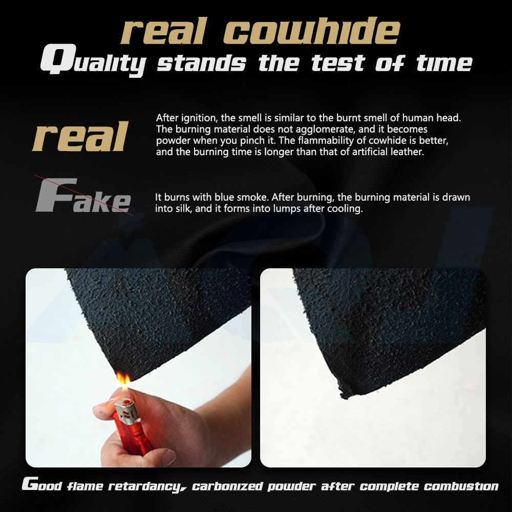 Genuine Leather DIY Car Steering Wheel Cover Anti-slip For 15"/38 cm Black US