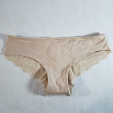 Victoria's Secret PINK Lace Back Low Rise Hipster Small Beige Cotton VTG
