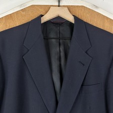 VTG Hart Schaffner Marx Blazer Mens 41R Navy Blue 2 Button Gold Button Wool