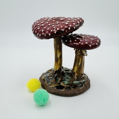 Art Pottery Mushrooms Figurine/ Denise Soultanian, DMS Ceramics Calif USA