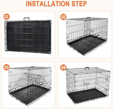 30/36/42 Inches Double Door Dog Crate Folding Metal Wire Dog Kennel Cage with...
