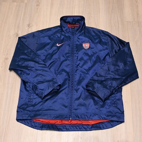 Vintage 90s Nike USA Soccer Windbreaker Jacket Womens L Navy World Cup USMNT