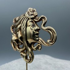 Jugendstil Nymphe Frau Stab Hut Anstecknadel ...