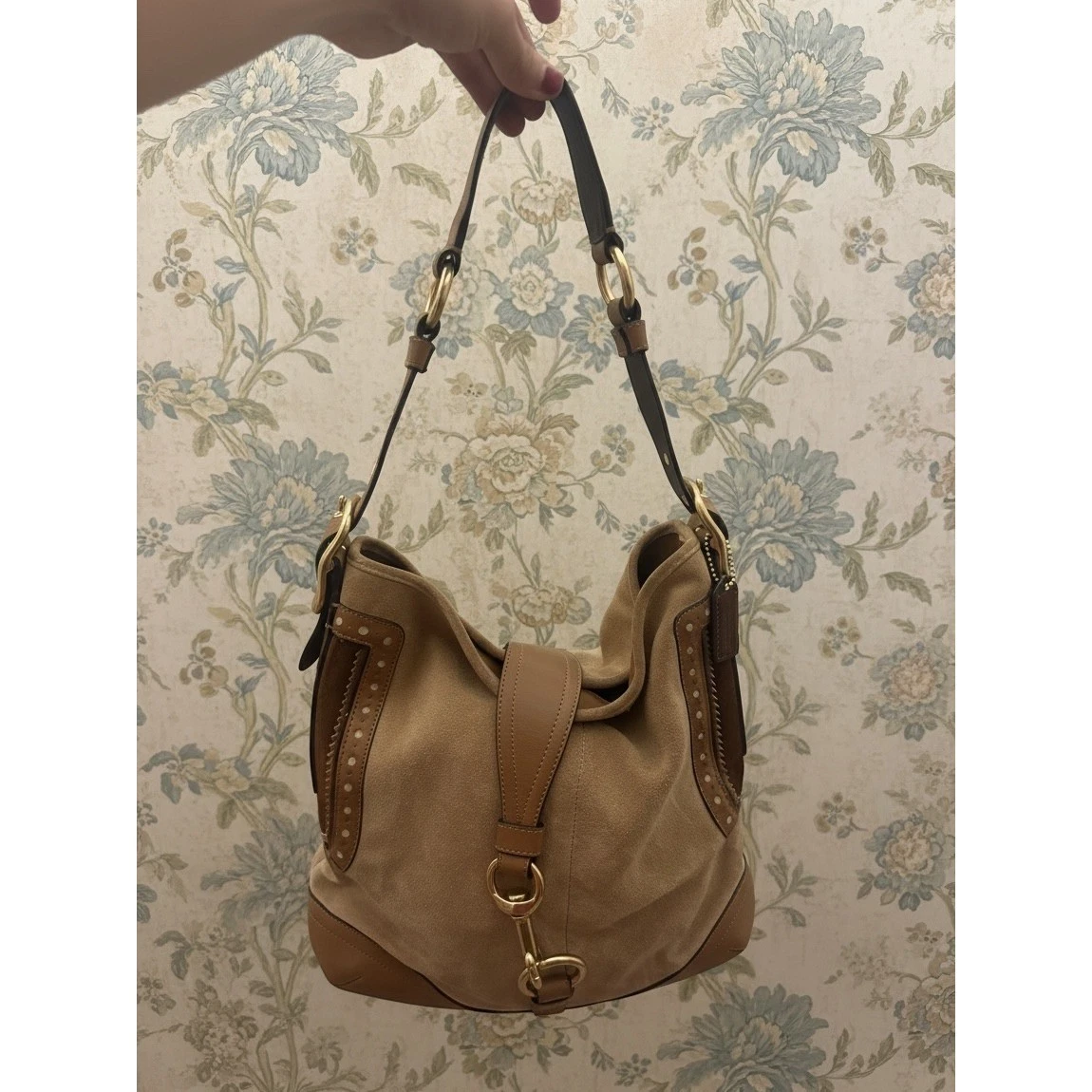 Coach Hampton Solid Suede Exterior Bags & Handbags for Women for