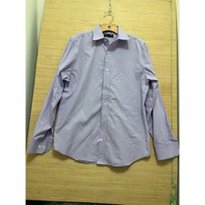Banana Republic Mens Slim Fit Non Iron Gingham Dress Shirt Purple White 15-15.5