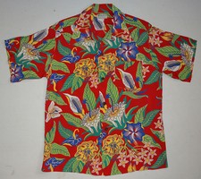 Authentic Vintage 40s/50s Malihini Rayon Print Hawaiian Shirt Loop Collar MINT