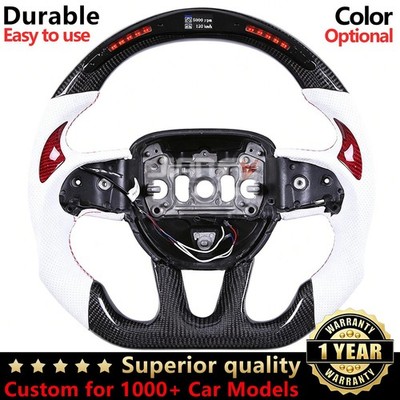 LED Carbon Fiber Steering Wheel Fit Dodge Challenger Hellcat Charger GT 2015+.