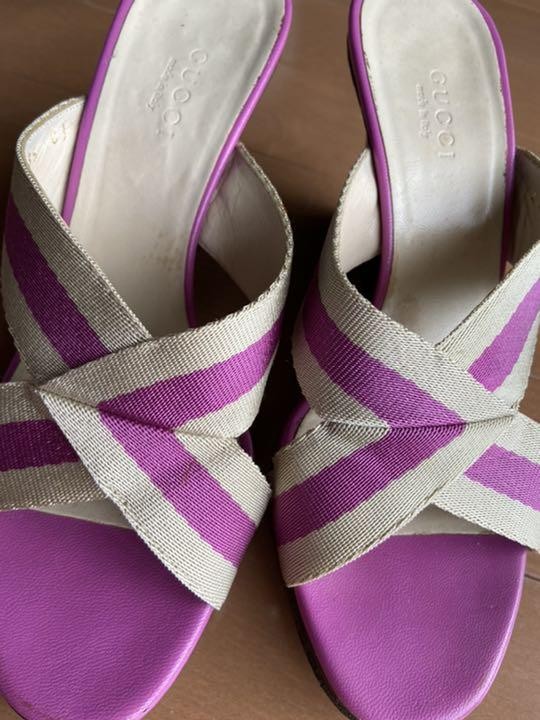 Gucci Mules Heels White Purple Leather Size 35 US About 5 For Women thumbnail 20
