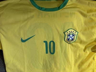Brazil Soccer Futbol CBF Jersey Men LARGE Yellow Dri-Fit Neymar Jr