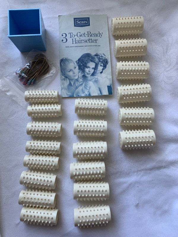 Sears 1970 3 To-Get-Ready Hairsetter Hot Rollers With Hair Clips/NEED SURGERY $$