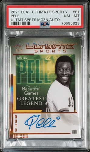 2021 Leaf Ultimate Sports Magazine Autographs #P1 Pele PSA 8 (7/7)