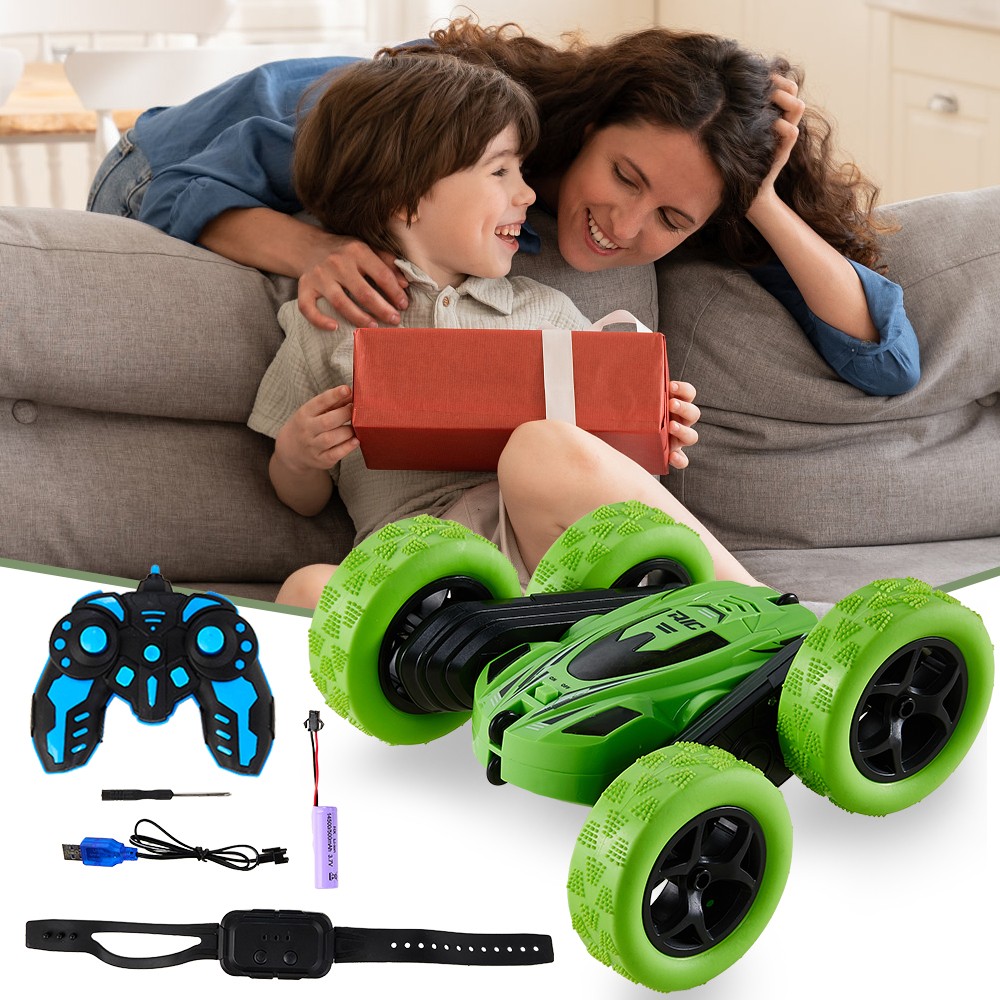 Kids 360° 4WD RC Stunt Car Toy Remote Control USB Powered Double Sided Flip Car