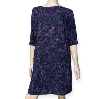 Ottod Ame Women s Size 6 Purple Tree Floral Printed 3/4 Sleeve Shift Dress