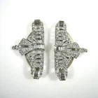 Art Deco Vintage Rhinestone Dress Clips Silver Tone Metal Wedding Jewelry 1920s