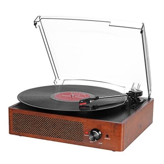 Bluetooth Record Player with Built-in Speakers & USB for Vinyl Playback