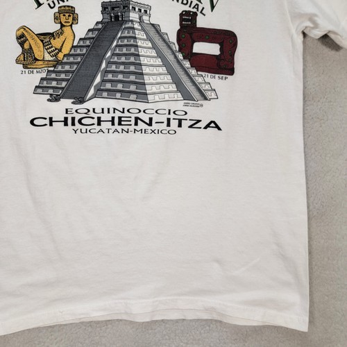 Chichen Itza Mexico Graphic Tee White Kukulkan Cotton Equinoccio T Shirt Mens M - Picture 5 of 18