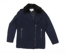 H&M Womens Blue Biker Jacket Size 8 Zip