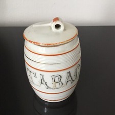 Alte Tabakdose aus Porzellan Ende 19. Jh. mit Pfeife French Porcelain Pot 19thC