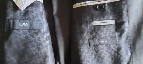 SMALL GUYS - NWT Hugo Boss Suit Men Super 100 Wool Charcoal Gray 34R - Picture 5 of 8