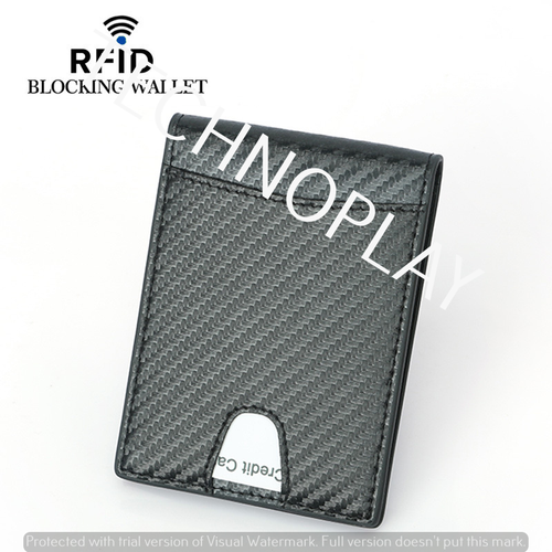 Mens Wallets Carbon Fiber RFID Blocking Money Clip Card Holder Black - Picture 2 of 8