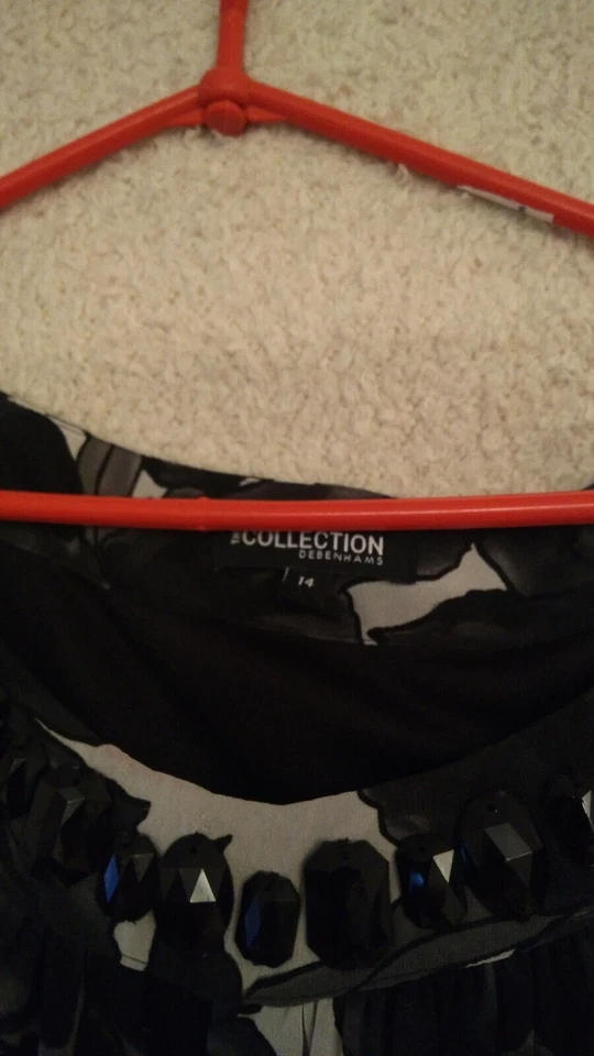 Gr 40/42 Debenhams Kleid schwarz weiß ausgefallen schön neuwertig Maße beachten - Bild 3 von 4