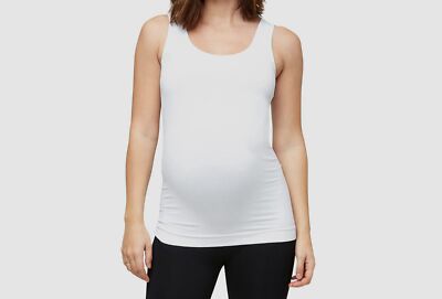 $36 Nom Maternity Women's White Shoulder Strap Scoop Neck Tank Top Size OS