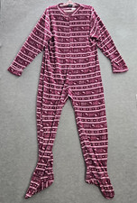 Hello Kitty Women Sleepwear XL Pink Fair Isle One Piece Fleece Logo Allover