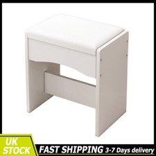 White Dressing Table Stool Makeup Stool W/ Soft Padded Bedroom Furniture