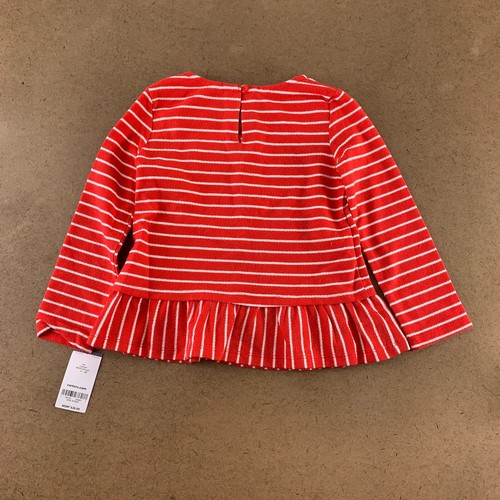 Carter's Girls Size 4 Red White Striped Knit Long Sleeve Pullover Peplum Top NWT - Picture 4 of 5
