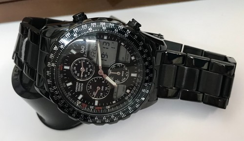 Men's Watch Analog-Digital Multichronograph 30-Weltzeiten Rarity T004J242 Q&Q - Picture 3 of 3