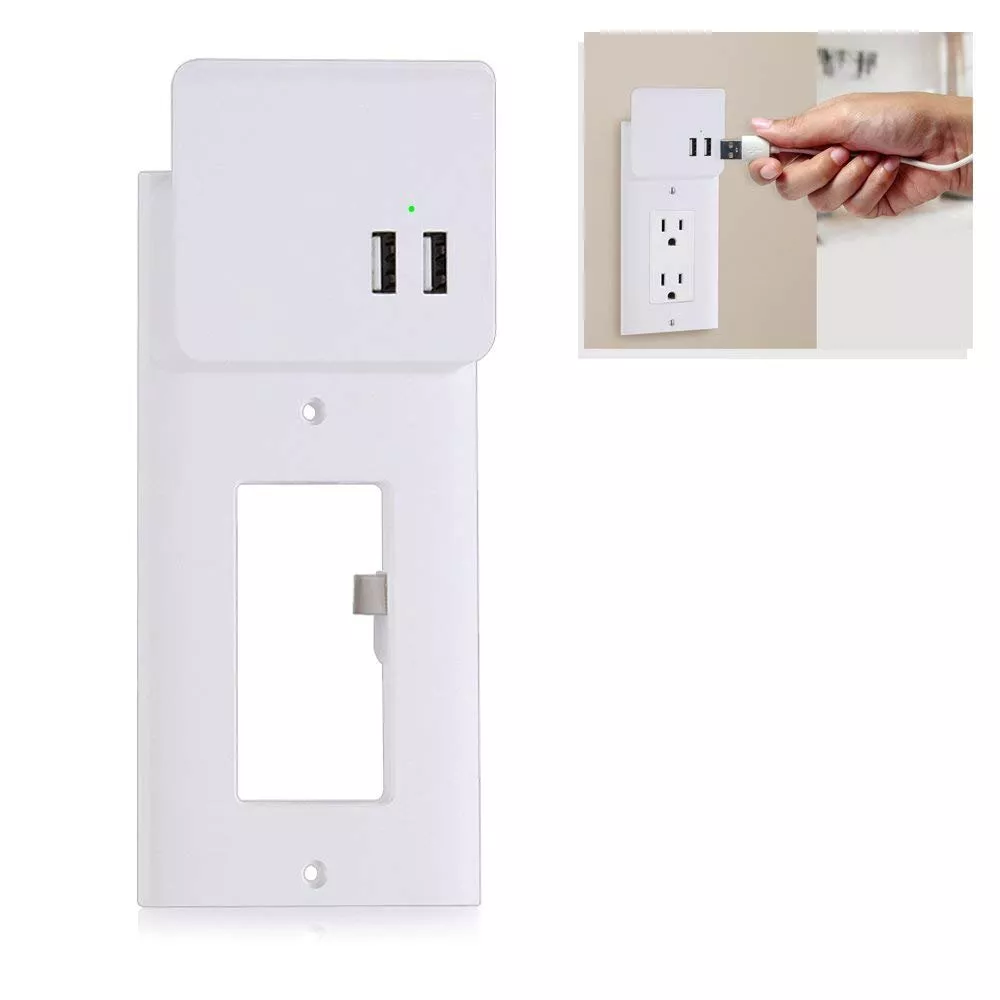 Pyle Snap On USB Wall Power Outlet Frame Plate Smart USB Charging Outlet Cover