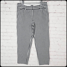 TALBOTS Petites Hampshire Ankle Black  White Gingham Check Plaid Print Pant 10P