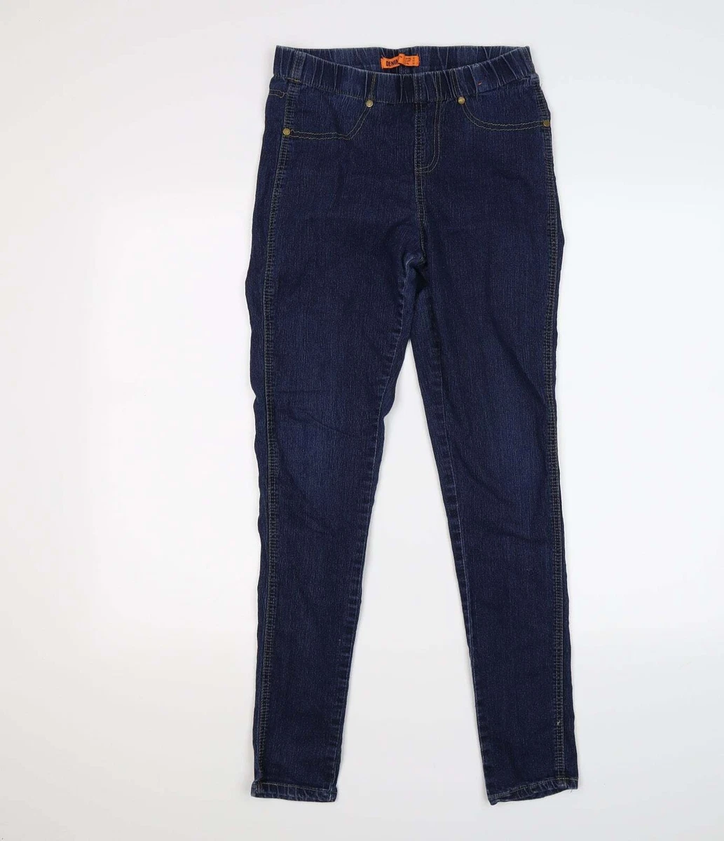 Denim & Co. Petite Indigo Easy Stretch Smoothing Jean, Size Plus Petite 28, Medium Wash