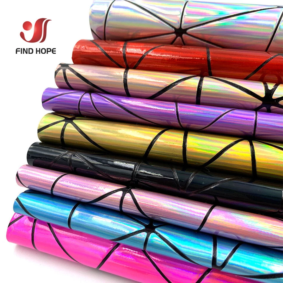 Bolsa de tecido holográfica geométrica iridescente couro PU roupa material faça você mesmo - Imagem 2 de 4