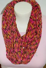 Cejon Womens Infinity Scarf Loop Lightweight Fishnet Gold Shimmer Multicolor