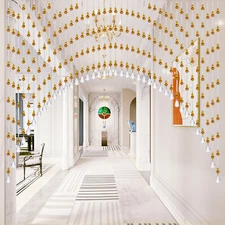 40 Strings Elegant Arched Curtain Glass Beaded Hanging String Valance Home Decor