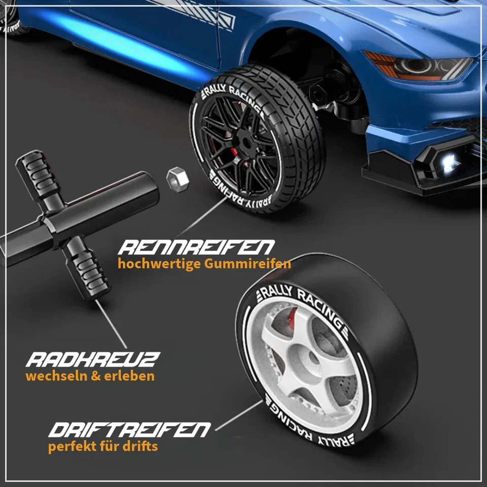 RC Drift Car, 1:24 Drift Auto Ferngesteuert Für Kinder Junge, 30KM/H 4WD Mini Dr - Bild 4 von 4