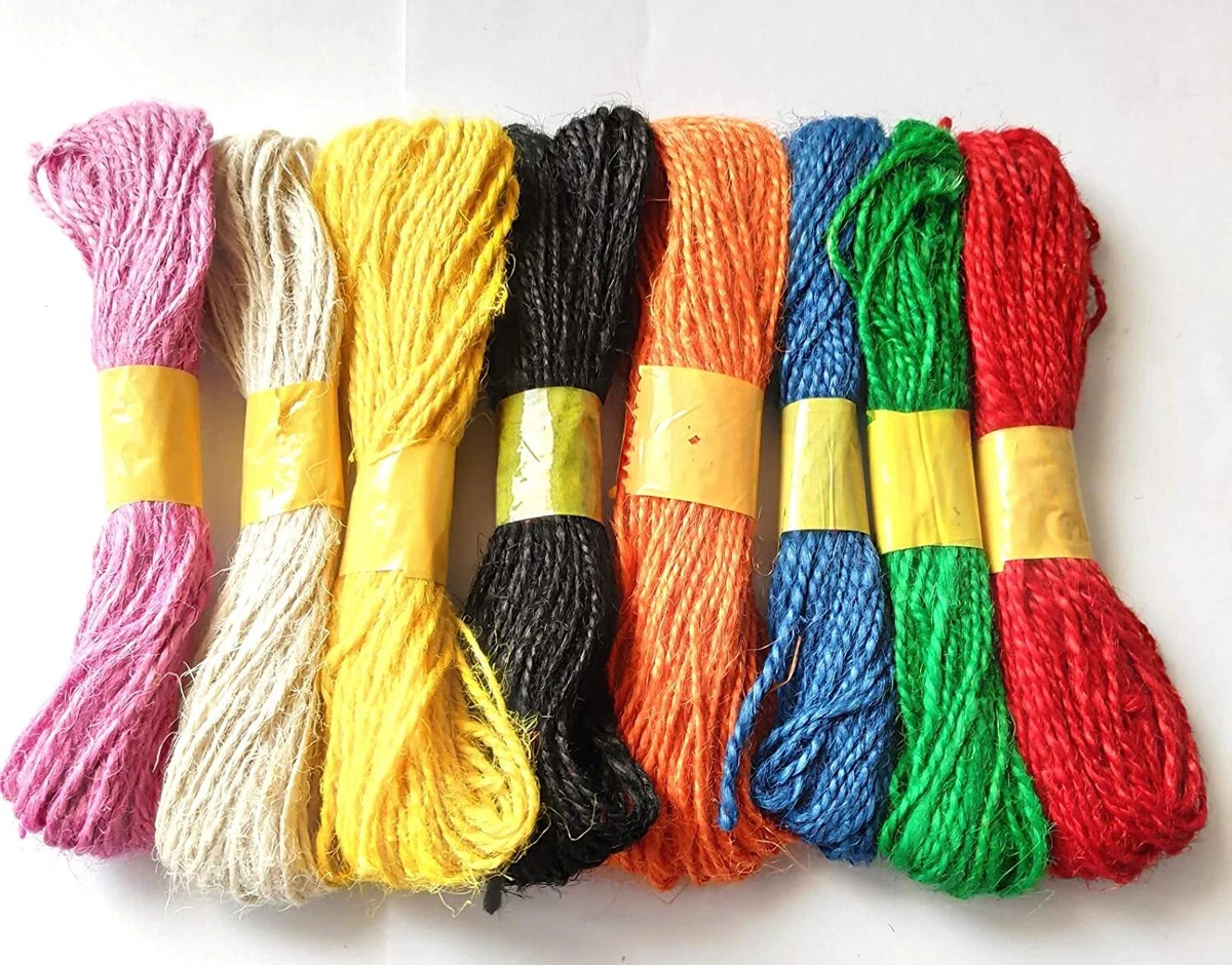 Jute Rope Thread Twisted Ropes for DIY Art and Craft 8 Pcs 8 Mtr Each  Multicolor